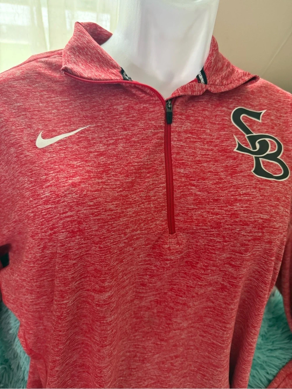 Nike Red Heather Quarter-Zip Pullover with SB Crest